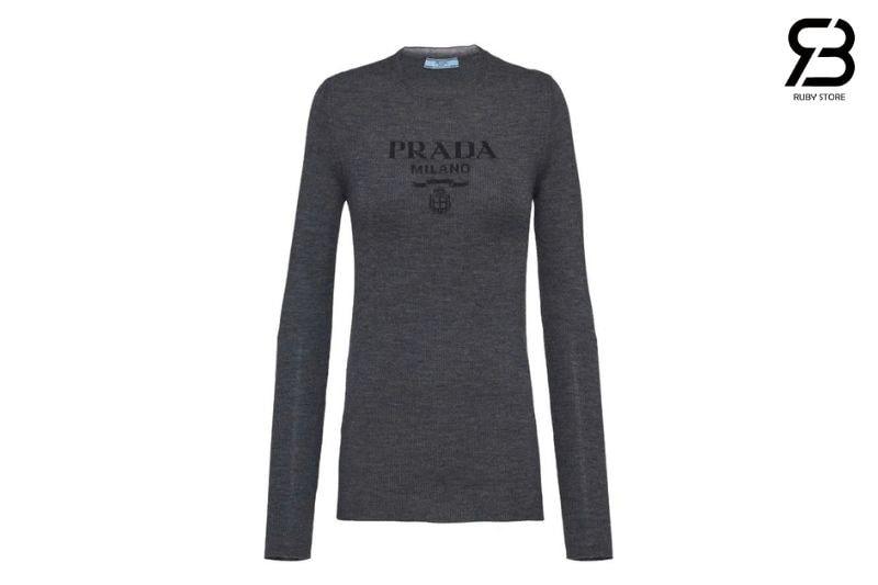 Áo Len Prada Logo-Intarsia Wool Jumper Grey Màu Xám, phong cách thời trang sang trọng