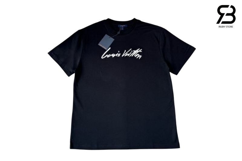 Áo LV Cursive Signature T-Shirt Black 1AII22 Màu Đen, phong cách thời thượng
