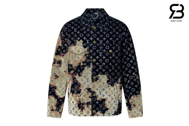 Áo LV Monogram Bleached Denim Jacket Xanh Dương thời trang cao cấp
