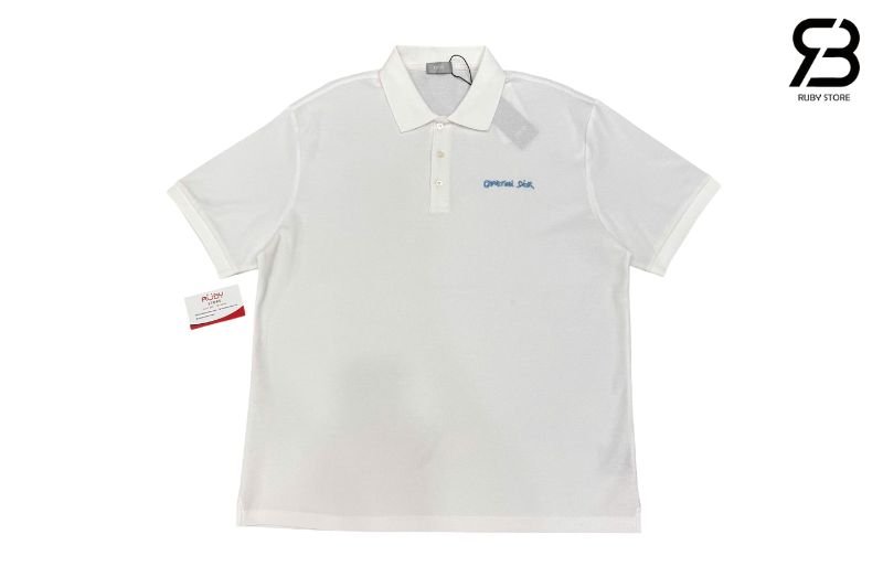 Áo Polo Dior White With Christian Dior Embroidery Màu Trắng sang trọng