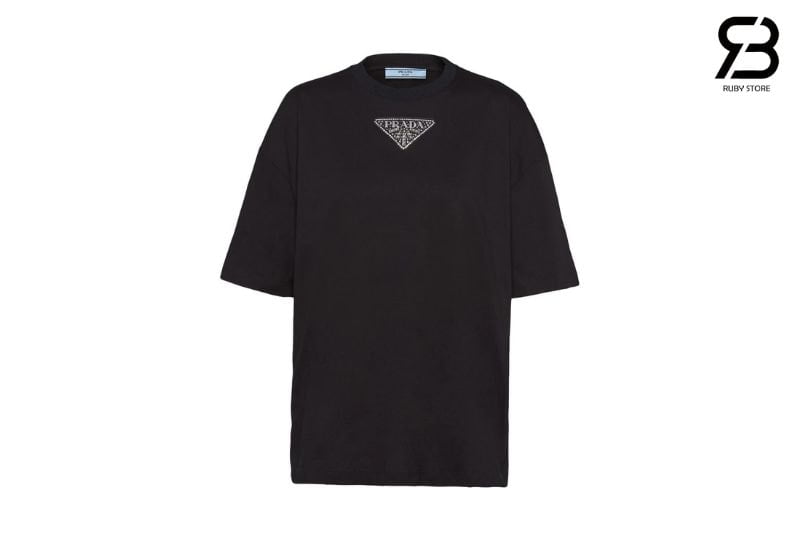 Áo Prada Logo Patch Crewneck Short Sleeve T-Shirt Black, phong cách thời trang sang trọng