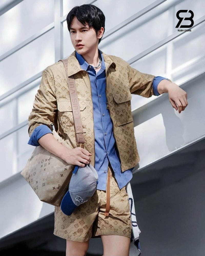 Áo Sơ Mi LV Jacquard Fil Coupé Monogram Ripstop Màu Be Best Quality