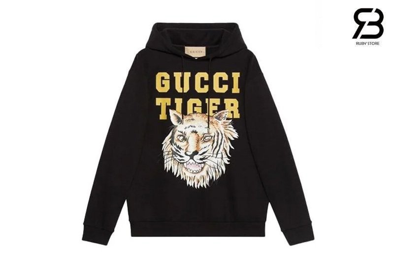 Áo Thun Gucci Tiger Hoodie Đen sang trọng và thời thượng
