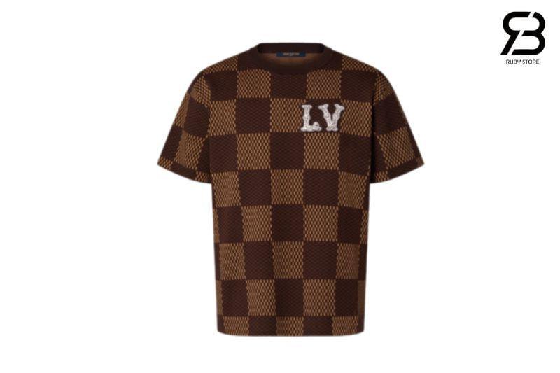 Áo Thun LV Damier Pop T-Shirt Sienna Brown Màu Nâu sang trọng