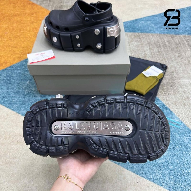 Dép Balenciaga HardCrocs Mule In Black Rubber Màu Đen cao cấp