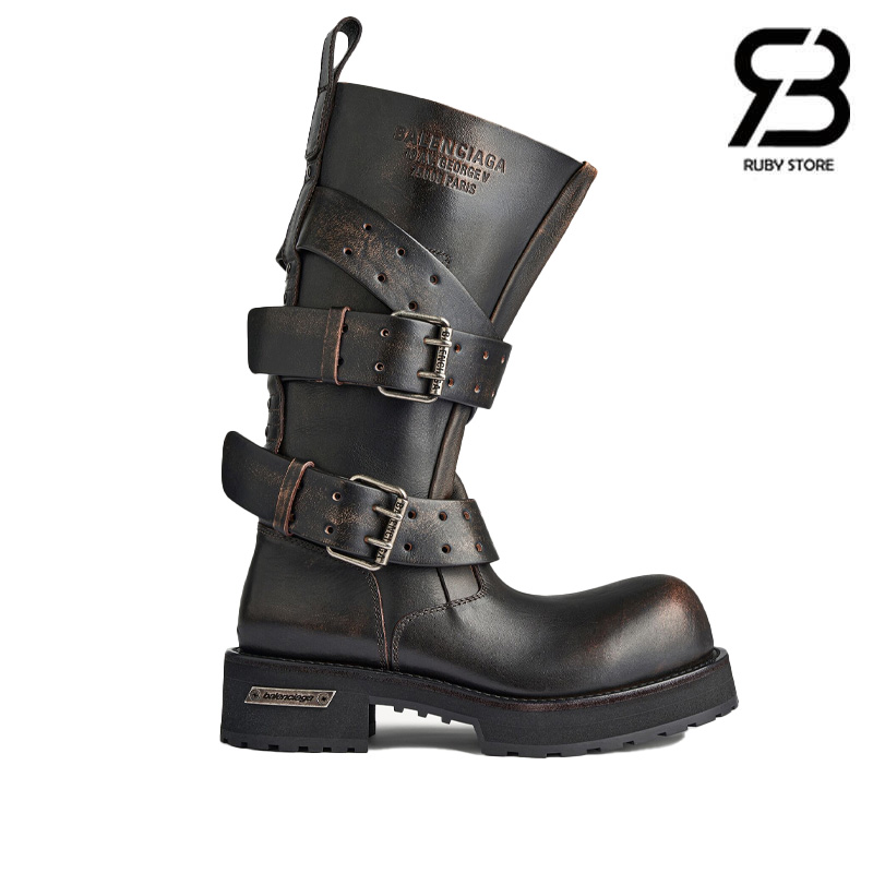 Giày Balenciaga Venom High Boot in Brown Calfskin chất lượng cao