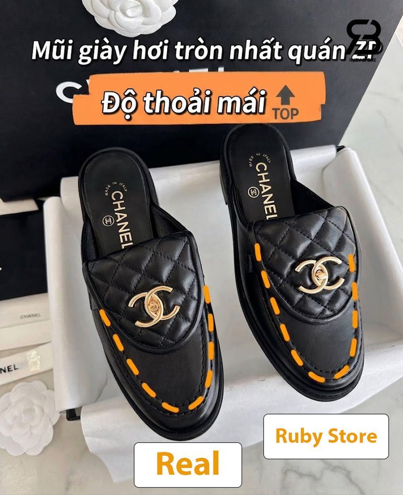Giày Chanel 25C CC Turn Lock Mule Loafer Black Lambskin chính hãng