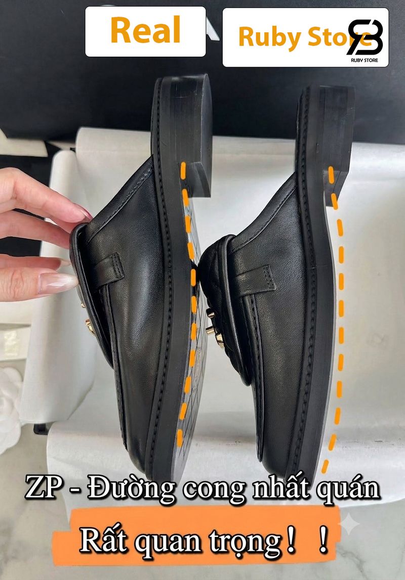 Giày Chanel 25C CC Turn Lock Mule Loafer Black Lambskin cao cấp