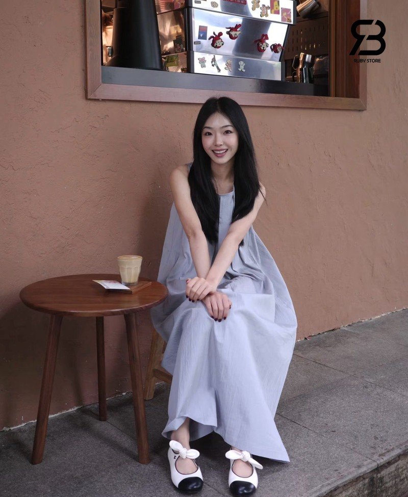 Giày Chanel Cap Toe Mary Jane Flats Bow White Black Lambskin sang trọng