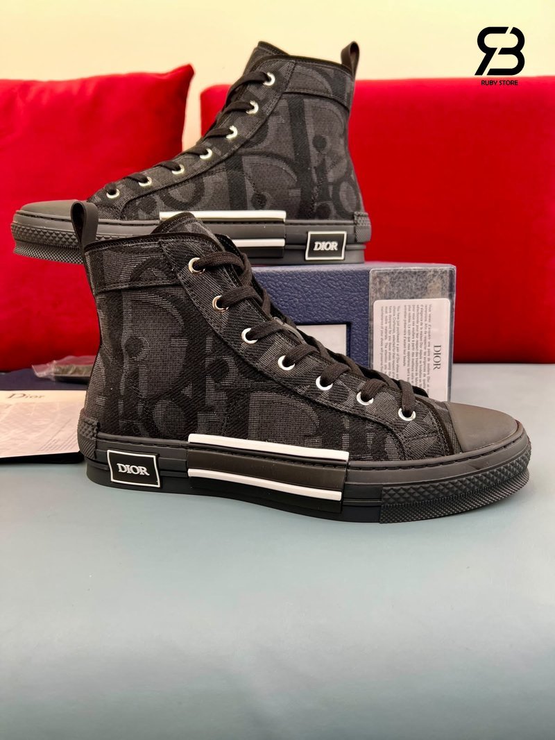 Giày Dior B23 High Top Black Best Quality góc nghiêng chi tiết
