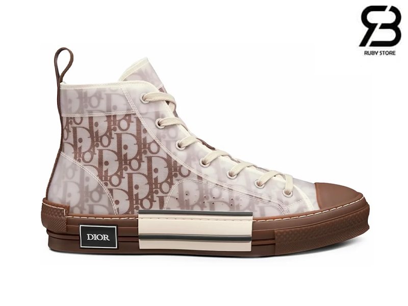 Giày Dior B23 High-Top Coffee Oblique Canvas Best Quality với thiết kế sang trọng