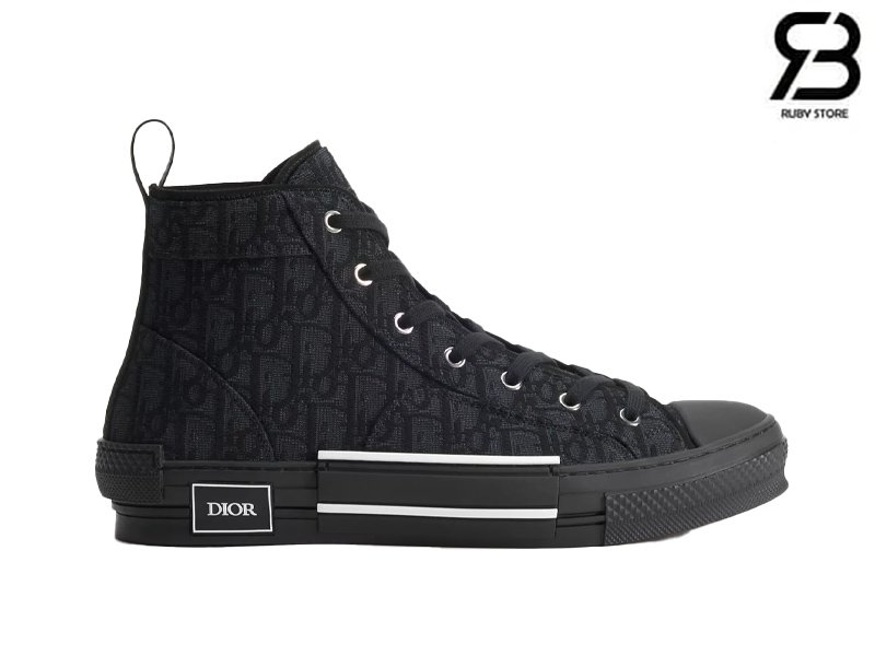 Giày Dior B23 League High-Top Black Dior Oblique Jacquard chất lượng cao