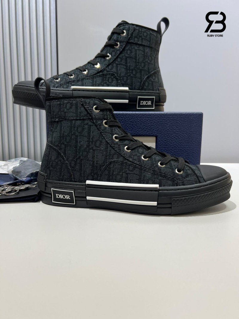 Giày Dior B23 League High-Top Black Dior Oblique Jacquard chất lượng tốt