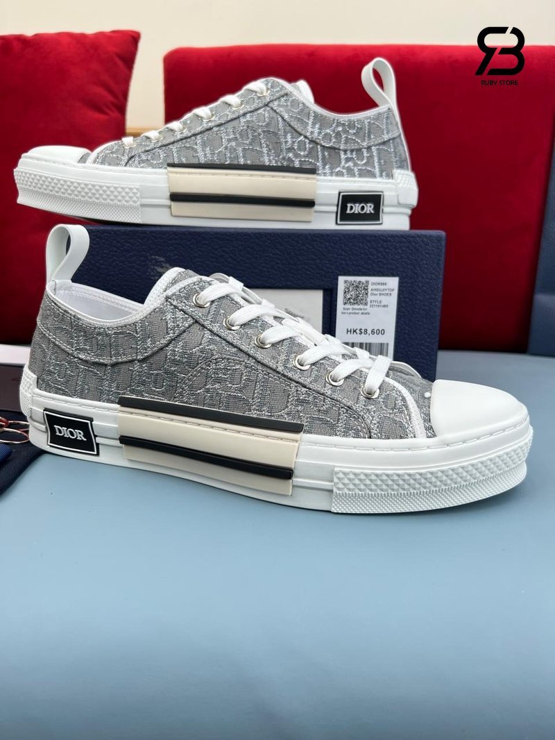 Giày Dior B23 Low Top Ruthenium Metallic Thread Dior Oblique Jacquard góc nghiêng chi tiết