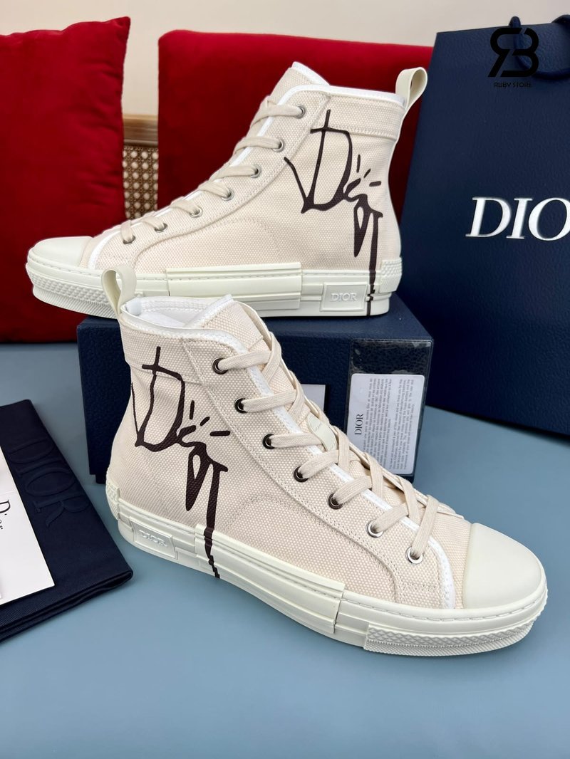 Giày Dior B23 x Travis Scott Cream Best Quality góc nghiêng chi tiết