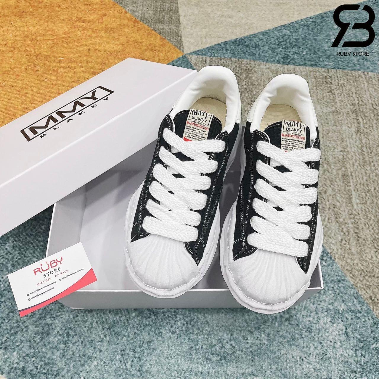 Giày Maison Mihara Yasuhiro Blakey OG Canvas Low Black No Logo Đen Siêu Cấp TT góc nghiêng chi tiết