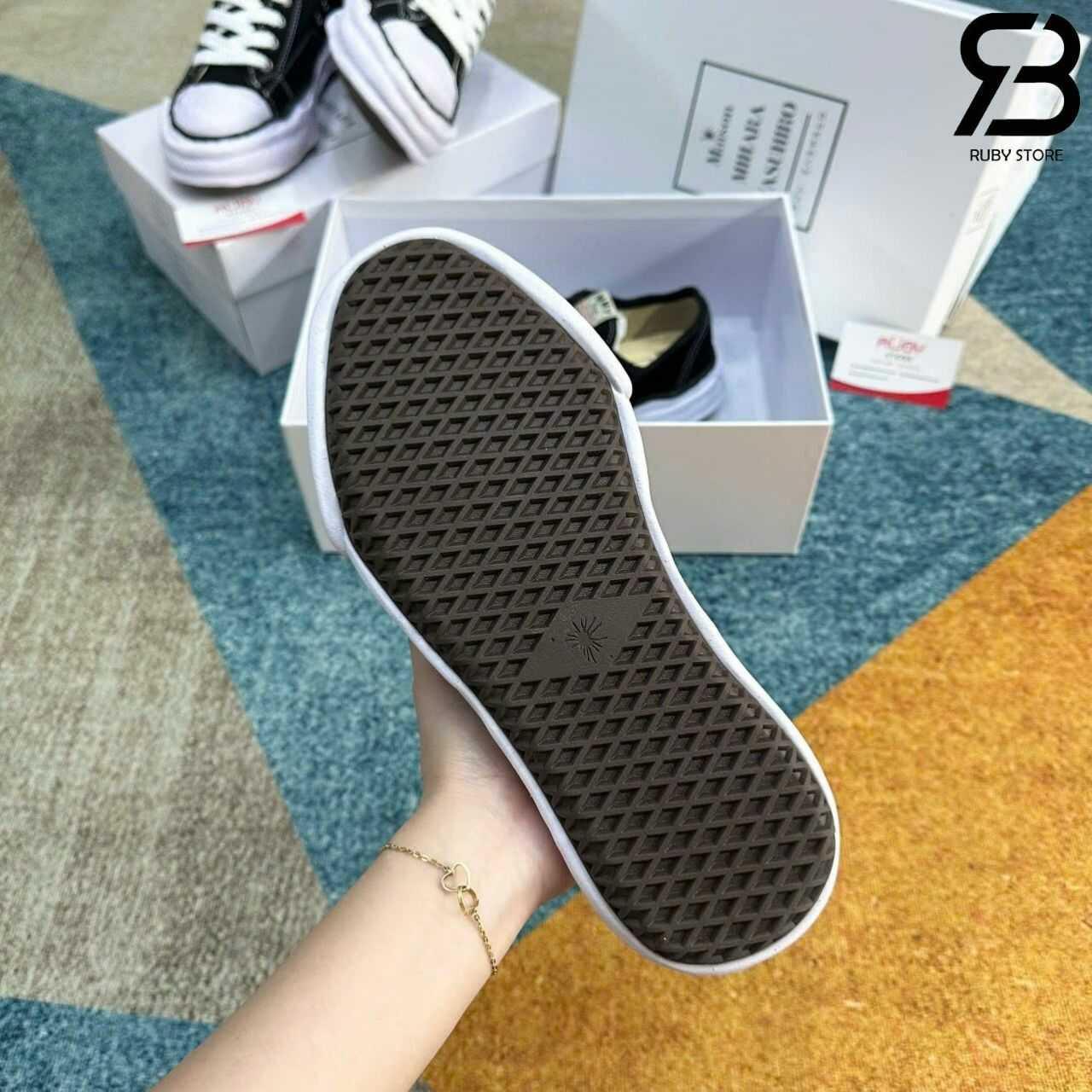 Giày Maison MMY Baker Canvas Low Top Sneakers Black đen, phong cách hiện đại