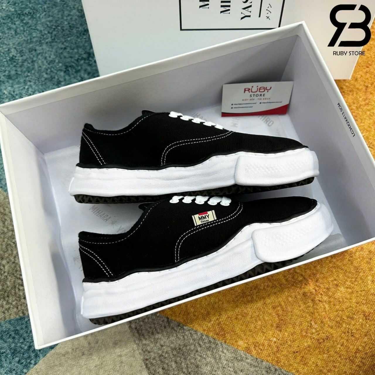 Giày Maison MMY Baker Canvas Low Top Sneakers Black Đen, phong cách thời thượng