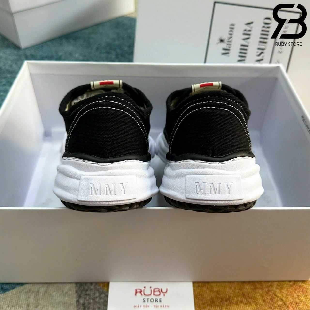 Giày Maison MMY Baker Canvas Low Top Sneakers Black đen chất lượng cao