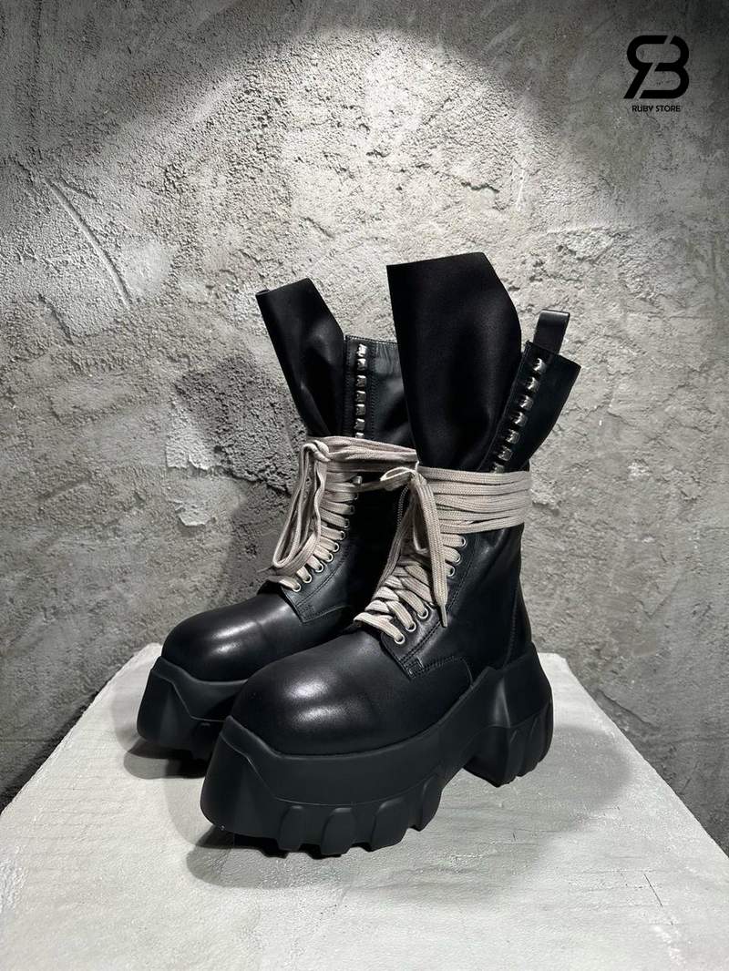 Giày Rick Owens Army Mega Tractor Boots Black chất lượng tốt góc nghiêng chi tiết