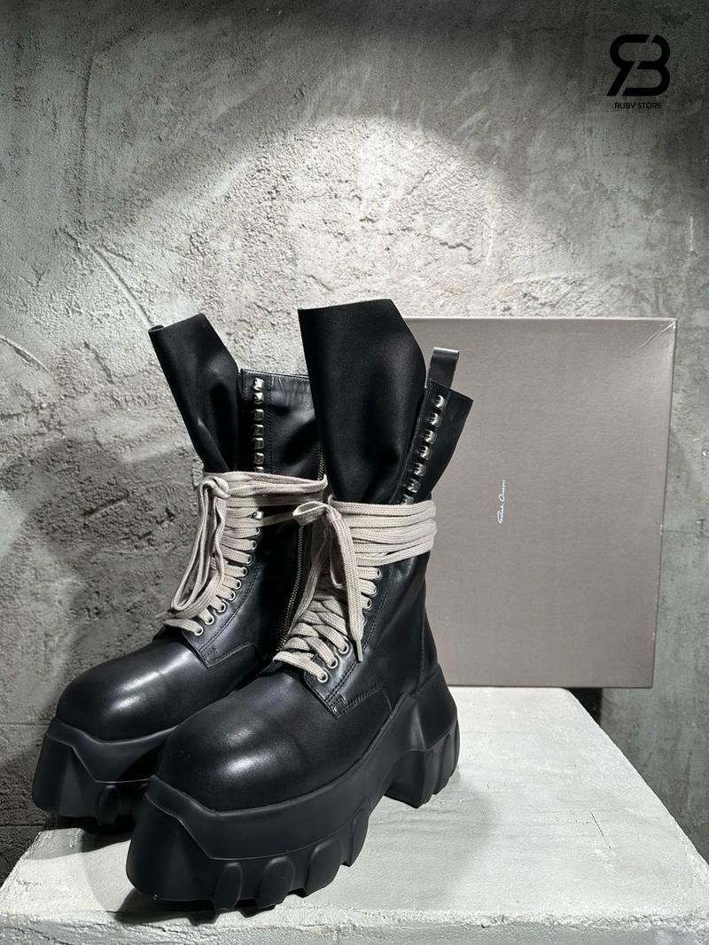Giày Rick Owens Army Mega Tractor Boots Triple Black Đen chi tiết góc nghiêng