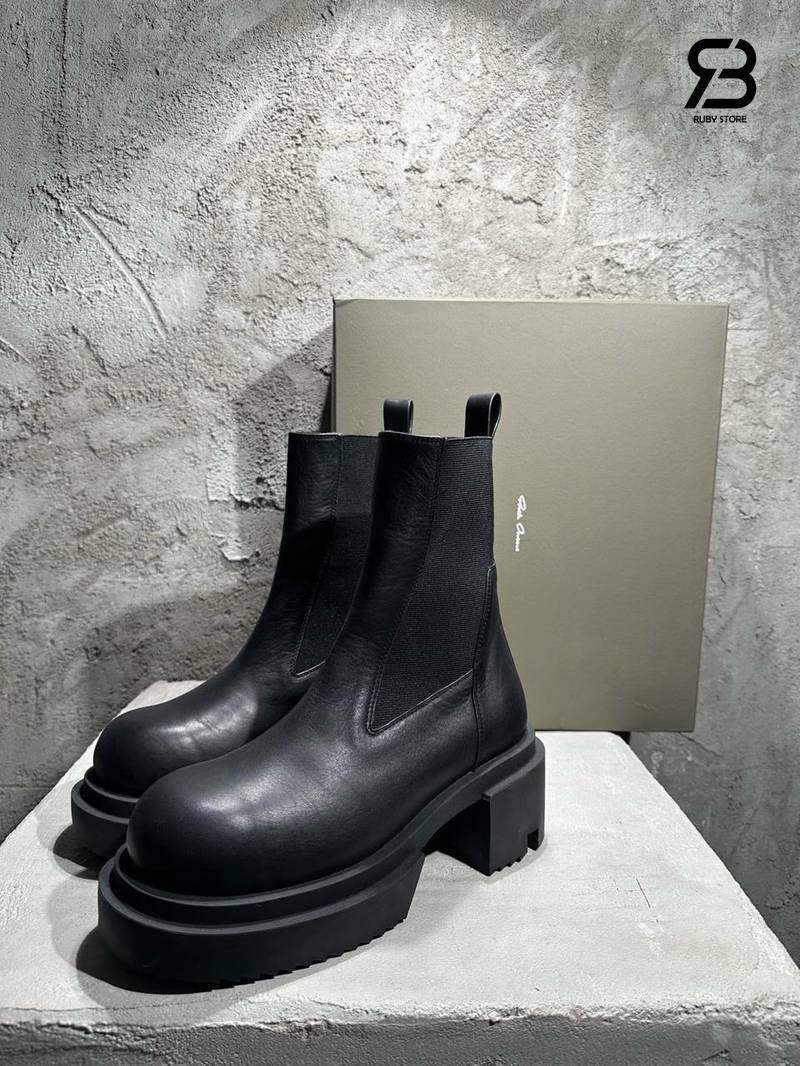 Giày Rick Owens Beatle Bogun Boots Black chất lượng cao góc nghiêng chi tiết