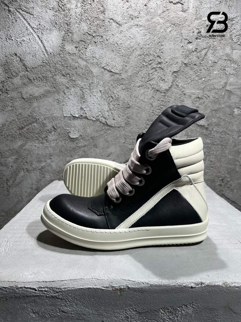 Giày Rick Owens Geobasket Jumbo Laces Black Đen Trắng Sữa Best Quality sang trọng