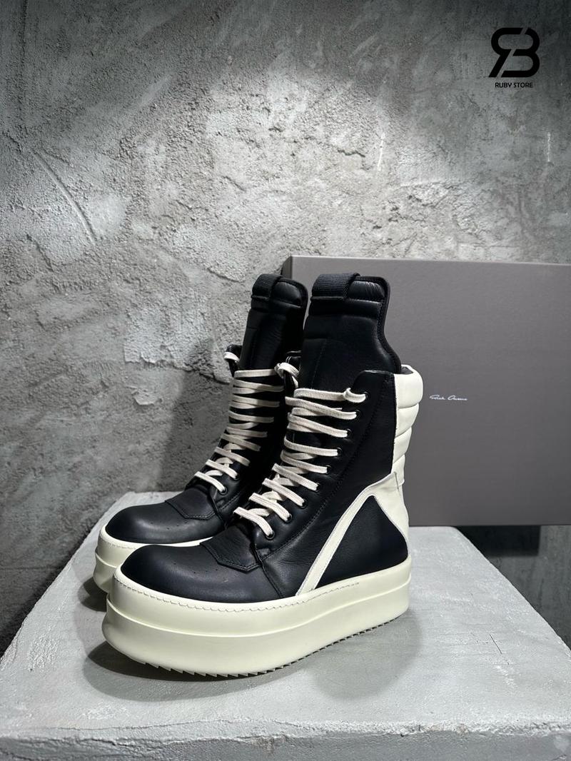 Giày Rick Owens Off- Porterville Mega Geobasket Black Milk Đen Trắng chi tiết góc nghiêng