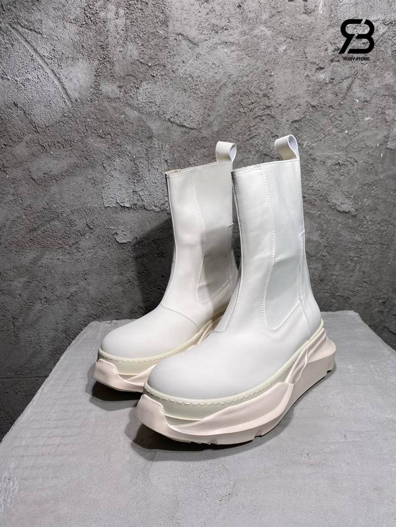Giày Rick Owens Off-White Beatle Abstract Boots - 91111 Milk Trắng chi tiết góc nghiêng