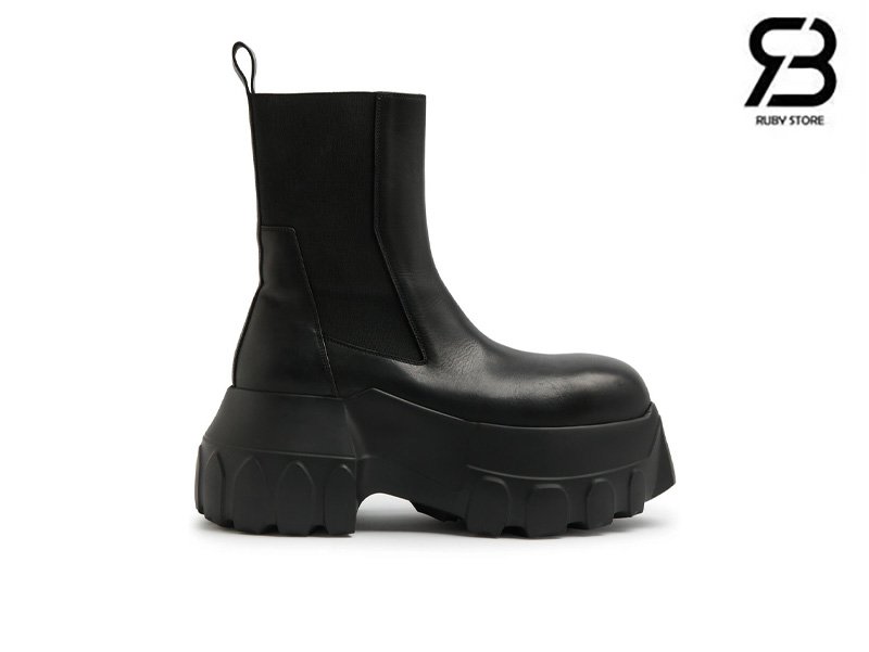 Giày Rick Owens Porterville Beatle Mega Tractor Leather Chelsea Boots Black chất lượng tốt