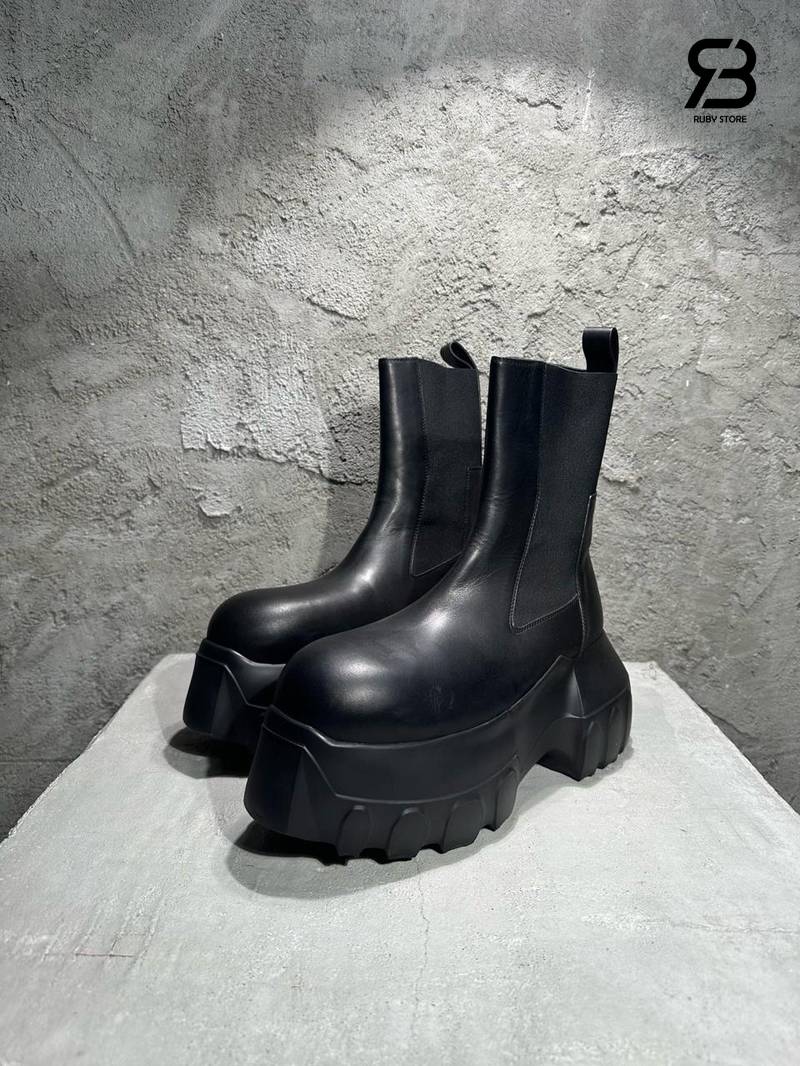 Giày Rick Owens Porterville Beatle Mega Tractor Leather Chelsea Boots Black chất lượng tốt