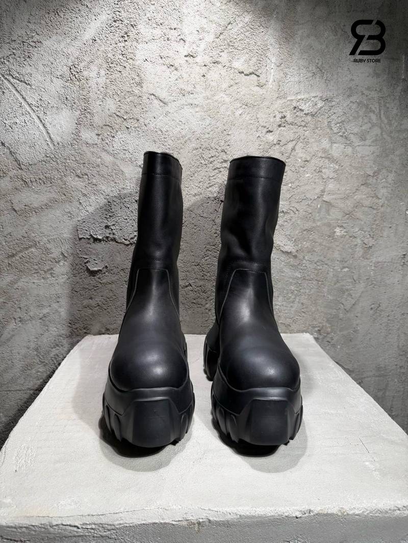 Giày Rick Owens Pull On Mega Tractor in Black Best Quality, chi tiết logo/khóa