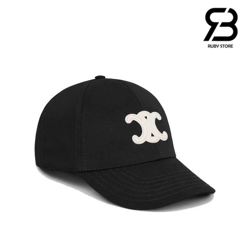 Mũ Celine Triomphe Logo Embroidered Màu Đen, phong cách thời trang sang trọng.