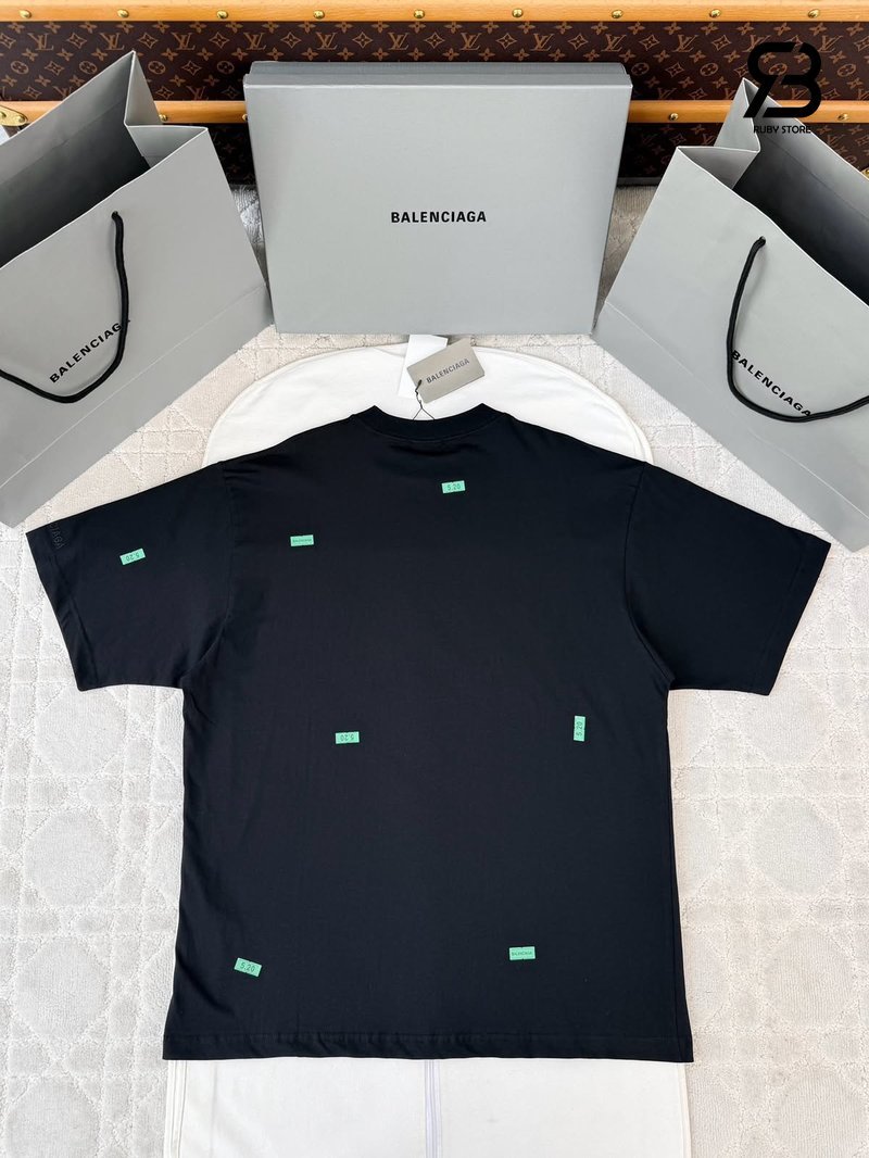 Quần Áo Balenciaga 520 Stickers T-shirt màu đen xanh chất lượng cao