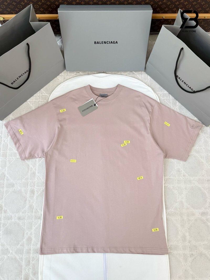 Quần Áo Balenciaga 520 Stickers Medium Fit T-shirt màu hồng vàng chất lượng cao