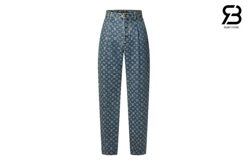 Quần Jean LV Monogram Denim Tailored Pants Xanh Dương thời trang cao cấp