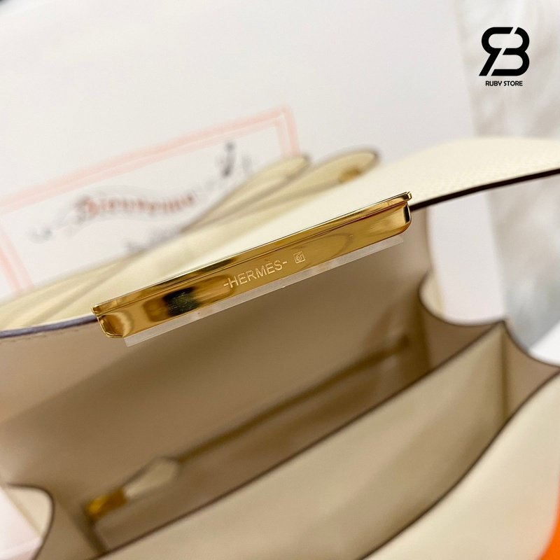 Túi Hermes Constance 24 Trắng Kem Craie Epsom Khóa Vàng Khâu Tay