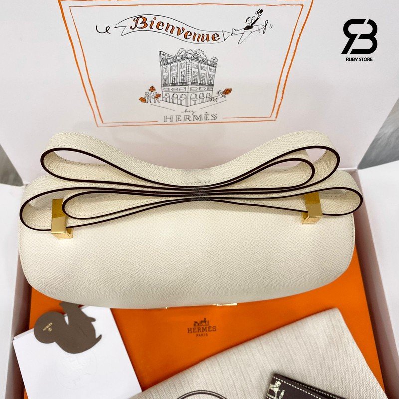 Túi Hermes Constance 24 Trắng Kem Craie Epsom Khóa Vàng Khâu Tay