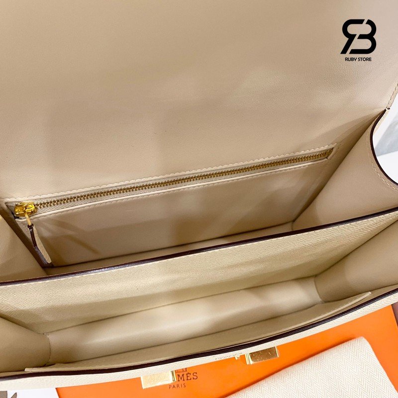 Túi Hermes Constance 24 Trắng Kem Craie Epsom Khóa Vàng Khâu Tay