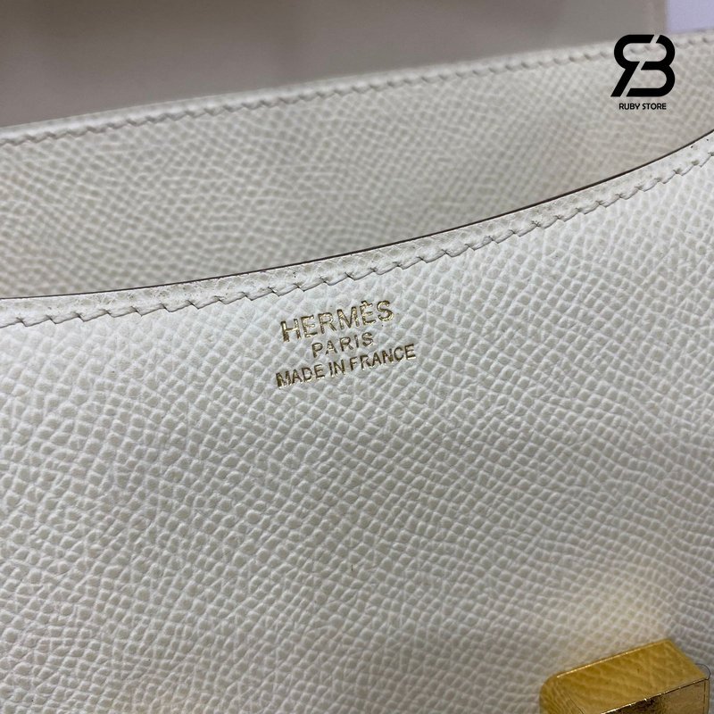 Túi Hermes Constance 24 Trắng Kem Craie Epsom Khóa Vàng Khâu Tay chi tiết 8