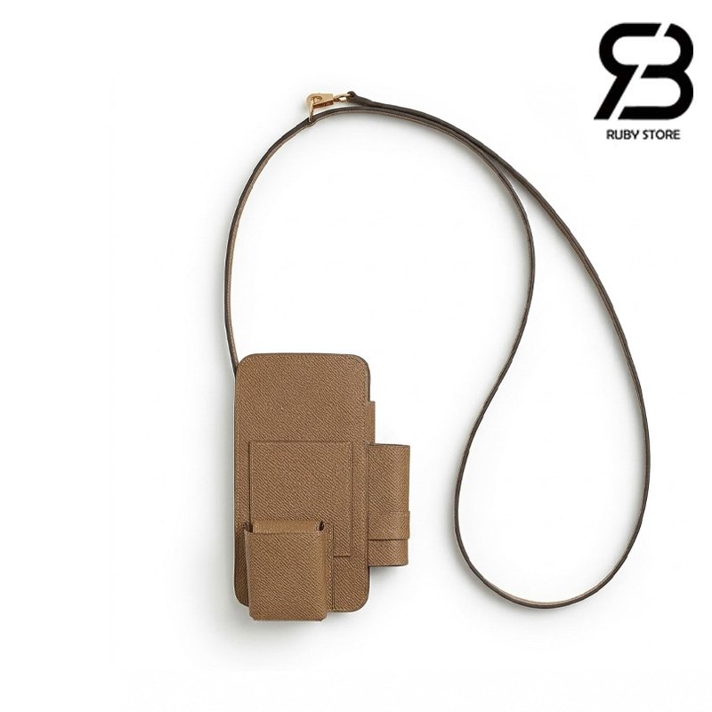 Túi Hermèsway Phone Case Etoupe Epsom GHW sang trọng