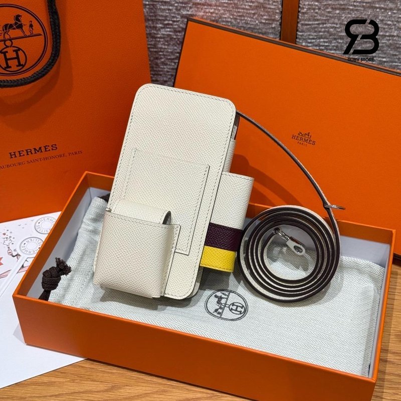 Túi Hermèsway Phone Case Nata Epsom PHW chi tiết góc nghiêng