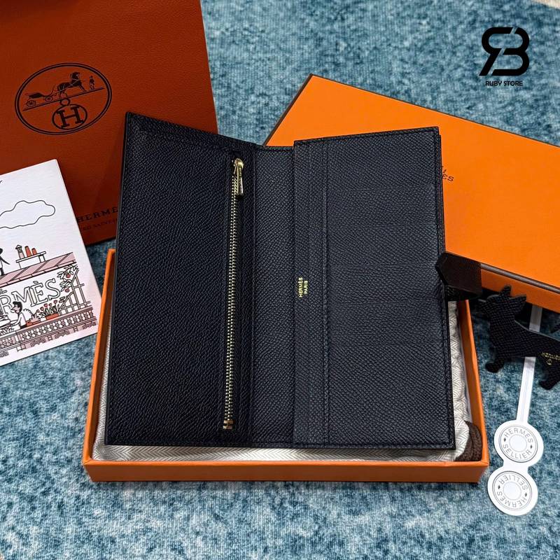 Ví Hermes Bearn Long Wallet Noir Epsom Black Best Pháp sang trọng