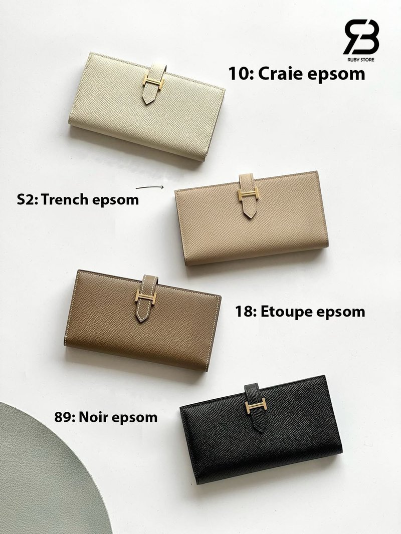 Ví Hermes Bearn Long Wallet Etoupe Epsom GHW sang trọng