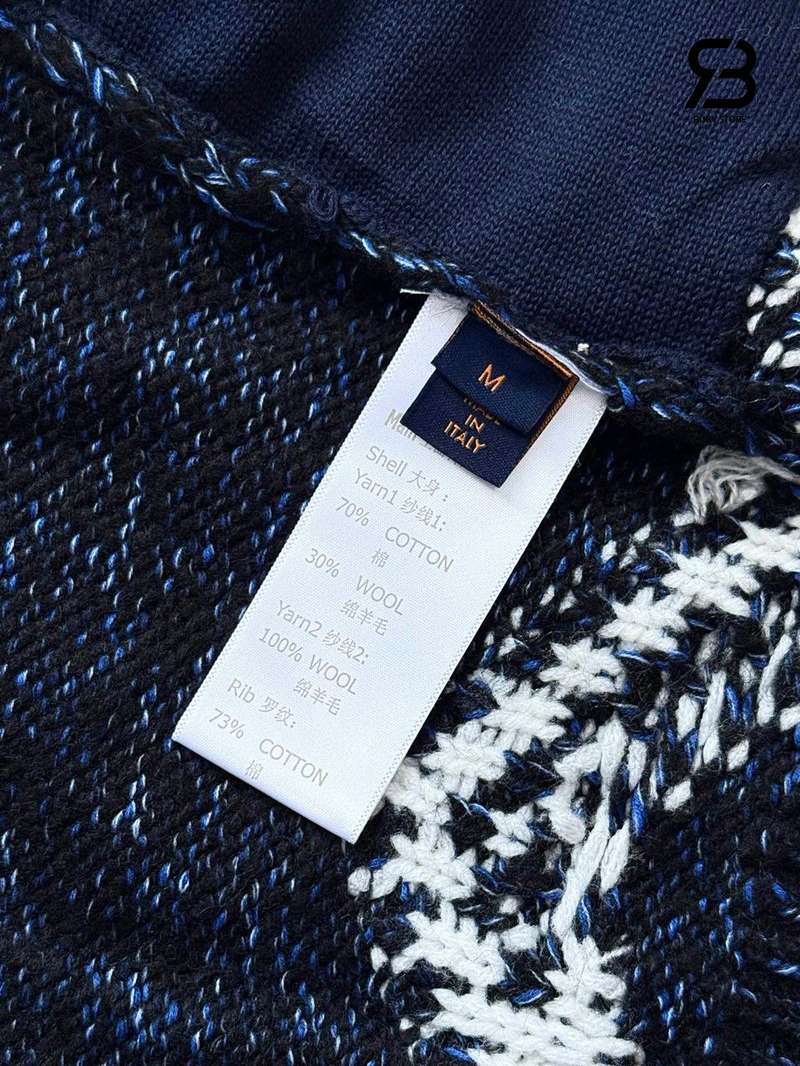 Áo Khoác Len LV Zippered Knitted Blouson 1AIMB0 Deep Navy chất lượng tốt
