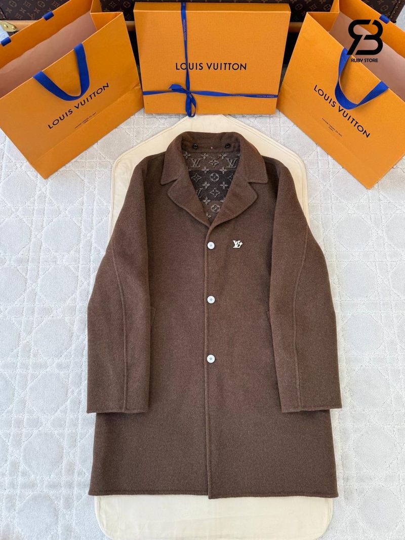 Áo Khoác LV Double Face Relaxed Coat 1AIJSO Caramel chất lượng tốt