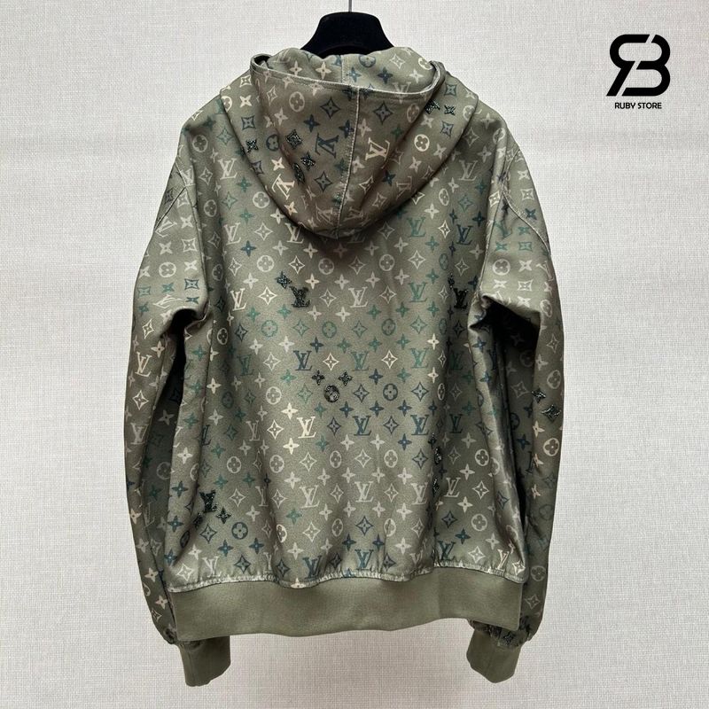 Áo Khoác LV Monogram Embellished Hooded Blouson 1AJBAL Forest Night chất lượng tốt nhất