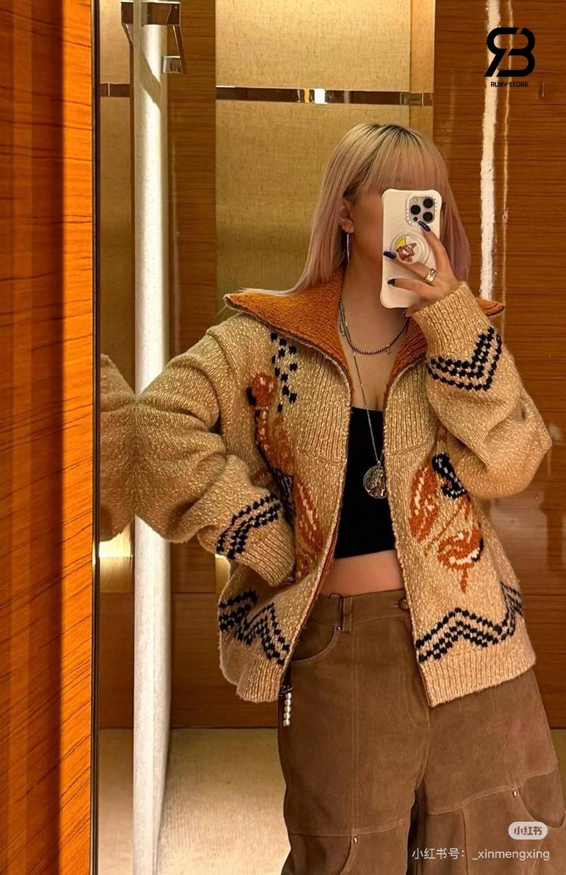 Áo Khoác LV Pharrell Nigo Zippered Knitted Blouson Two Lobsters Dệt Kim chất lượng cao
