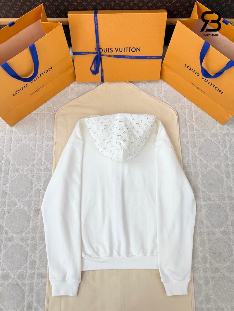 Áo Khoác LV Reflective Zippered Hoodie 1AIMJ4 Milky White chất lượng cao