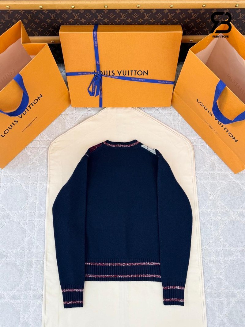 Áo Len LV 3D Monogram Argyle Pullover 1AKFG5 Black Best Quality